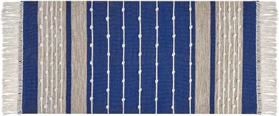 Zdjęcie produktu dla BELIANI Dywan niebieski z beżowym bawełniany 80 x 150 cm prostokątny styl boho do salonu sypialni