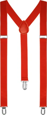 Produktbild von Hosenträger Herren Damen Hosen Träger Y Form Style Clips Schmal Neon Bunt Farbig rot