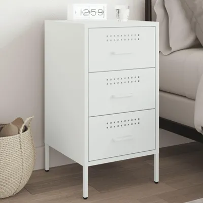 Image de vidaXL Table de nuit blanc 36x39x68 cm acier