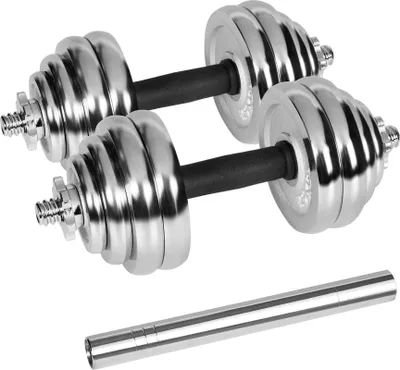 Zdjęcie produktu dla Regulowane hantle Rebel ACTIVE Chrome w walizce, 30 kg, z sztangą