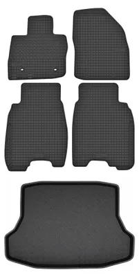 Imagen del producto de Alfombrillas de goma + bandeja de maletero para Honda Civic IX desde 2012 (sedán) – juego de 5 piezas, negras, a medida – Wielganizator