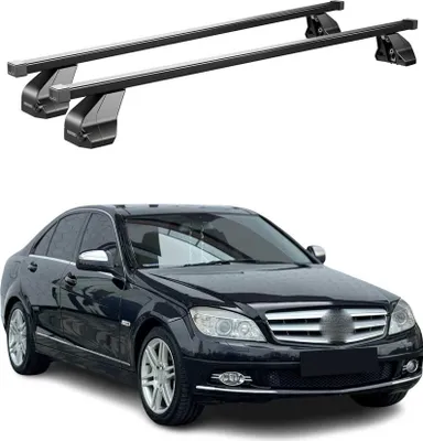 Image de Barres Transversales Menabo pour Mercedes Classe C W204 2007-2013 Noir