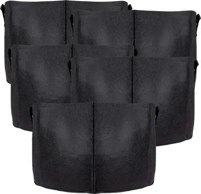 Produktbild von Intirilife 5x Vlies Pflanzsack in 38 Liter - 10 Gallon - 40 x 30 cm – Pflanzen Übertopf aus Vliesstoff mit Tragegriffen für Garten, Gewächshaus uvm. – Pflanzkübel Pflanzgefäß Pflanzbeutel