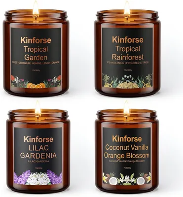 Image de Lot de 4 bougies parfumées, cadeau idéal pour les femmes, bougies naturelles à la cire de soja