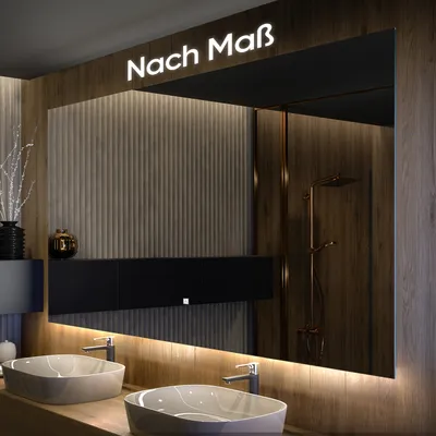 Produktbild von Badspiegel 150x70 cm - Horizontal mit LED Beleuchtung - LED Farbe Neutrallweiß 4500K - T104 - Touch Schalter - Individuell Nach Maß - Beleuchtet Wandspiegel Lichtspiegel Badezimmerspiegel