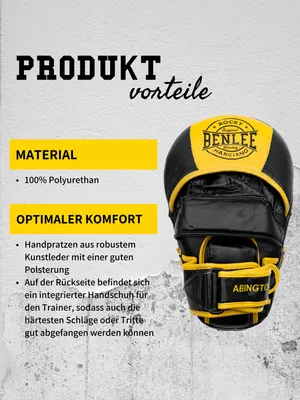 Produktbild von Handpratzen aus Leder ABINGTON LEA Black/Yellow one size BENLEE