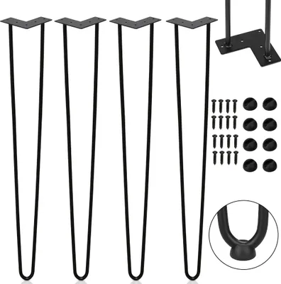 Produktbild von Aopunly 4x 61cm Hairpin Legs Tischbeine Haarnadelbeine 2 Bügel Tischgestell DIY Tischkufen Esstisch Schwarz