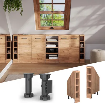 Obrázek produktu pro Kuchyňská skříňka pod šikmou střechu Vicco R-Line Zlatý mocný dub 15 cm se 4 přihrádkami, Model 58282