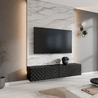 Produktbild von Margaret Hadas24 TV-Schrank Cali Fernsehschrank TV-Lowboard 200 cm Hängend modernes Design Wohnzimmer Wandmontage, TV Möbel schwarz, schwarz