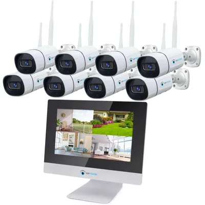Produktbild von LUVISION Dual WLAN Funk Kamera Set Überwachungssystem mit Monitor Cloud 4 bis 8 IP Kameras & App