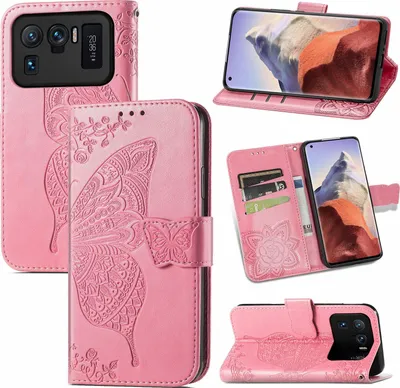 Produktbild von Mobigear Butterfly  Xiaomi Mi 11 Ultra Hülle Klapphülle Geldbörse - Pink
