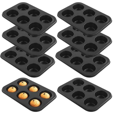 Productafbeelding van 8 stuks muffinbakplaten van koolstofstaal - geschikt voor cupcakes, taarten en brownies