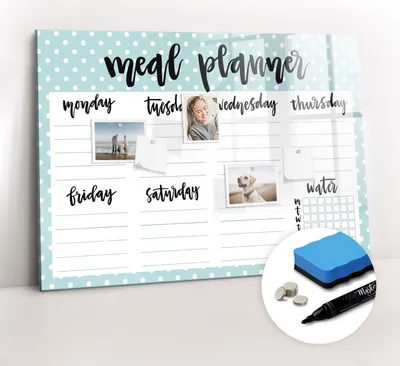Produktbild von Magnetpinnwand Memoboard - Zubehörsatz - Schwarzer Marker + Schwamm + Magnete - 100 x 70 cm - Essensplaner