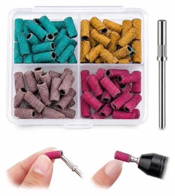Image de Kit de 60 embouts de ponçage pour fraiseuse à ongles, et 1 foret pour ongles en gel et en acrylique