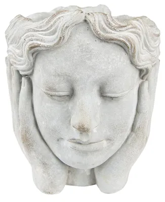 Image de Clayre & Eef Pot de fleurs tête Ø 11x20 cm Gris pierre