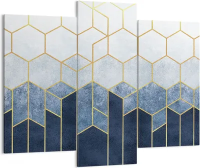 Produktbild von Bild auf Leinwand - Leinwandbild - 3 Teile - Abstraktion Figuren Geometrisch - 130x100cm - Wand Bild - Wanddeko - Wandbilder - Leinwanddruck - Bilder - Wanddekoration - Leinwand bilder CB130x100-5135
