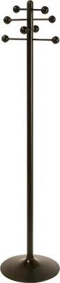 Produktbild von Garderobenständer aus lackiertem Stahl mit 8 Kunststoff Knöpfen | Höhe 178cm | Fußplatte aus Metall | Schwarz