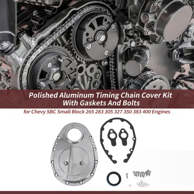 Produktbild von Steuerketten Deckel für Chevy SBC Small Block 265 283 305 327 350 383 Motoren Poliertes Aluminium Steuerketten Deckel Kit mit Dichtungen und Bolzen