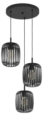 Image de EGLO Lampe à suspendre Romazzina, lampe à suspendre à 3 flammes au-dessus de la table à manger, lampe à suspendre ronde en métal noir, lampe à suspendre avec douille E27, Ø 46 cm