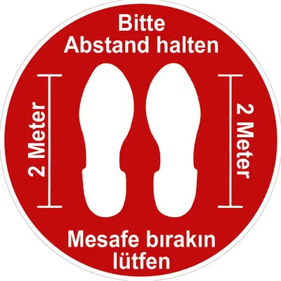 Produktbild von Aufkleber Fußboden +Bitte Abstand halten +Mesafe bırakın lütfen