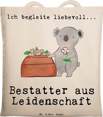Produktbild von Mr. & Mrs. Panda Tote Bag Bestatter Leidenschaft - Transparent - Geschenk, Jutebeutel, Tragetasche, Shopping Tasche, Einkaufstasche, Schultasche