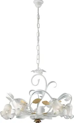 Image de Cesto Lustre Shabby En Fer Laqué Blanc 5 Lumières 142 D.65 Bl274-5-Bco