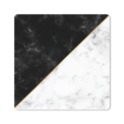 Produktbild von MuchoWow® Mauspad Mousepad Marmor - Weiß - Schwarz - Gold 20x20 cm - Mousepads - Maus Mat - Pad - Mausunterlage - Desk Mat - Bureauartikeln