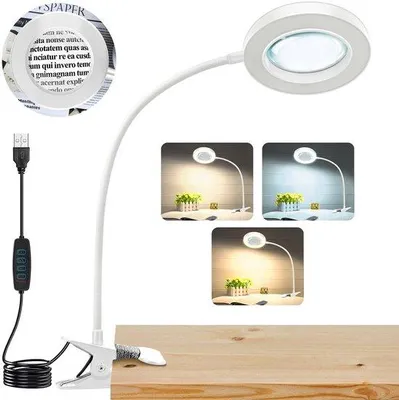 Imagen del producto de Azomor®: Lupa ajustable con iluminación LED y conexión USB, ideal para trabajos de precisión