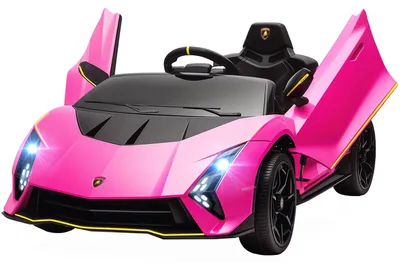 Immagine prodotto di AIYAPLAY Macchina Elettrica Bambini 3-6 Anni 12V Lamborghini Autentica con 2 Motori, Porta a Forbice, Sospensioni, Rosa