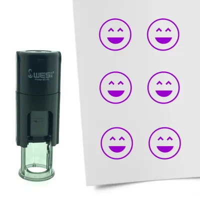 Image de Tampon encreur CombiCraft Smiley joyeux 10 mm rond – Encre violette