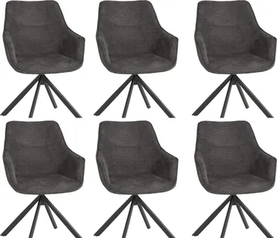 Produktbild von Esszimmerstuhl 6er Set San Carlo anthrazit mit Armlehnen & drehbarem Sitz