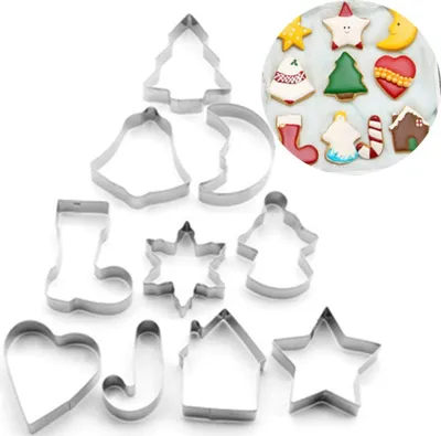 Produktbild von Ausstechformen Weihnachten Plätzchen Ausstecher Weihnachten Set Weihnachtsausstechformen Set Keksausstecher Plätzchen aus Edelstahl für Keks,Backen Fondant Plätzchen,Tortendekorationen(10Stück)
