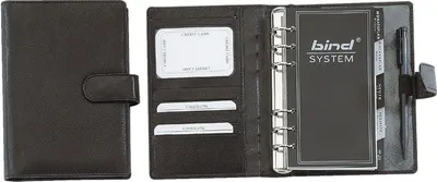 Zdjęcie produktu dla Bind® T 1-1 System planner A6 Office, skóra nappa, czarny, zapięcie na zatrzask