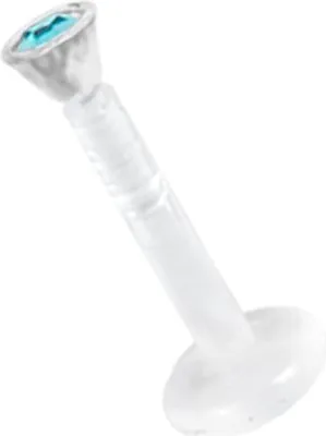 Produktbild von Labret Bioplast Lippen Piercing Aufsatz Transparent Kristall Stein 2,2mm - Aqua FLAJ - 8.0 Millimeter