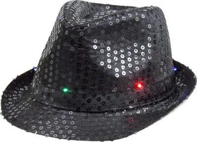 Obrázok produktu pre Svietiaci čierny klobúk s flitrami (párty, maškarný ples)