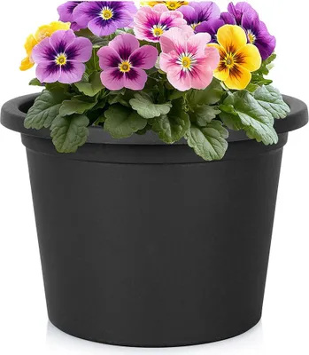 Obrázek produktu pro Vilde | Květináč - Ø 27,5 cm - Odolný vůči počasí - Plast - Kulatý velký květináč černý