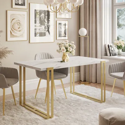 Obrázek produktu pro Rozkládací stůl ACTON GOLD se zlatými nohami Marmour bianco 160x90 cm