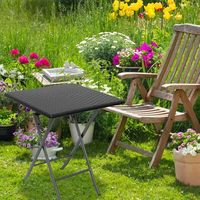 Obrázok produktu pre Relaxdays BASTIAN, Čierna, Plast, Oceľ, Štvorcový tvar, 4 noha/nohy, Nohy v tvare X, 615 mm