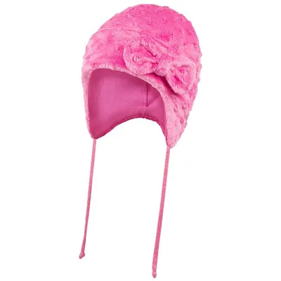 Produktbild von Wintermütze Mädchen Baby Bindemütze Baumwolle Plüsch, Gr. 42, Fuchsia