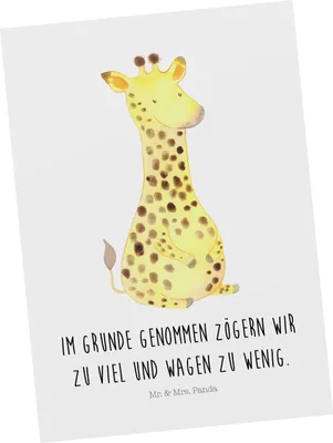 Produktbild von Mr. & Mrs. Panda Postkarte Giraffe Zufrieden - Weiß - Geschenk, Grußkarte, Glück, Postkarten, Afrika, einzelkarte, Abenteuer, Fotokarte, Ansichtskarten