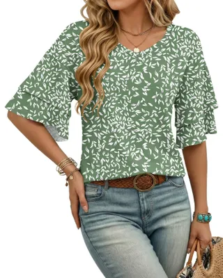 Productafbeelding van Solidchoice - V-Neck Korte Mouwen T-Shirt voor Vrouwen