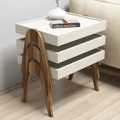 Produktbild von Skye Decor, Roma - Walnut, Cream, Beistelltische, Satztisch (3-teilig), Nussbaum, 53,6 x 64 x 40 cm