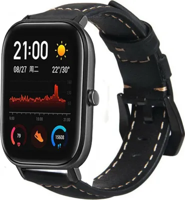 Produktbild von Strap-it Xiaomi Amazfit GTS Lederarmband (Schwarz)