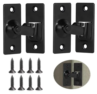 Immagine prodotto di Set di 2 serrature per porte - Chiusura a 90° - Blocco scorrevole 44 x 19 mm - Acciaio inossidabile 201 - Con viti di fissaggio - Per porte, finestre, mobili - Colore nero