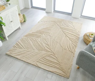 Produktbild von Handgetufteter Teppich, 100% Wolle, in Beruhigenden Farben, "Leven Lee". Farbe: Beige, 200x290 cm | Kadima Design