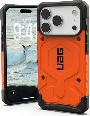 Immagine prodotto di Custodia per iPhone 17 Pro, Urban Armor Gear Pathfinder Mag con MagSafe, arancione con elementi neri