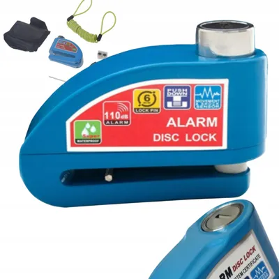 Produktbild von Alarm Bremsscheibenschloss 110dB Blau für Motorrad Roller