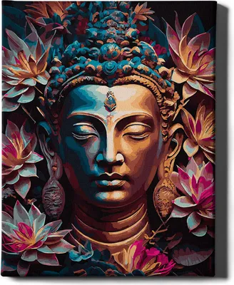 Produktbild von Oh Art! – Malen nach Zahlen Set – 40x50cm, mit Holzrahmen und Pinseln "Buddha" DIY