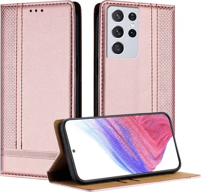 Immagine prodotto di Custodia per Samsung Galaxy S21 Ultra 5G in pelle con funzione di supporto Rosa