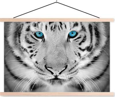 Produktbild von MuchoWow® Textilposter Tiger - Kopf - Nase 120x80 cm mit holzfarbenen Rahmen - Aufhängeset